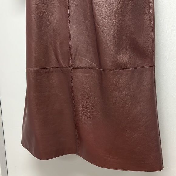 Zara Woman 100% Sheepskin Leather Dress (Deep Burgundy/Merlot) - Picture 3 of 12